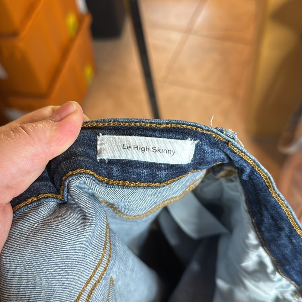 Frame Le High Skinny Jeans Sulham Blue Raw Hem Ankle High Rise Size 27 - Picture 15 of 16